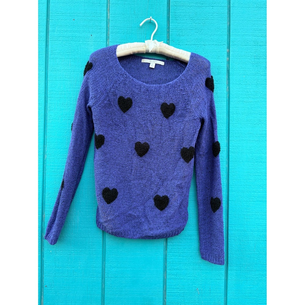 LC Lauren Conrad Heart Knit Sweater Artsy Long Sleeve Metallic Sparkle Cosby